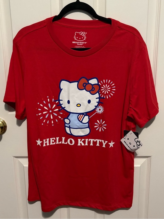 Hello Kitty Tops - Hello Kitty Red Tee with White & Blue Graphic